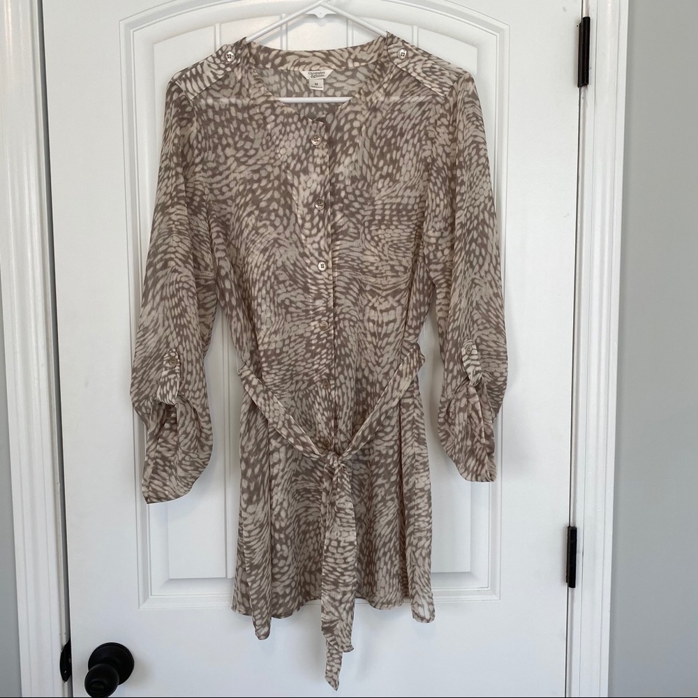 Christopher & Banks Button Down Top w Sash Medium